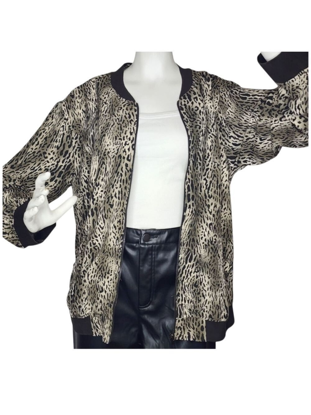 Kori Brown Leopard Print Bomber Jacket M NWT Streetwear Y2K Luxe